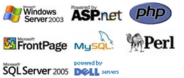 Windows Server 2003, ASP.Net, PHP, Front Page Extensions, Apache Tomcat, Perl, SQL Server, MySQL, Dell Servers